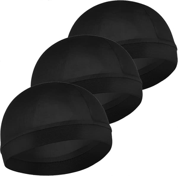 3 stk. silkehette for menn, bølgehette, satengsilkehårhette for søvn, elastisk bånd, bølge-durags, sove-dusjhetter, silkehårinnpakning for menn