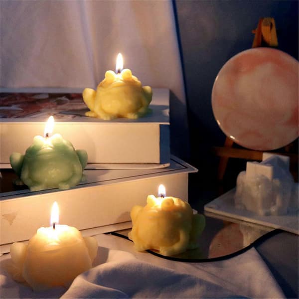 Silikonljusform, grodformad aromaterapi epoxigipsform heminredning för DIY-hantverk harts gipsformar