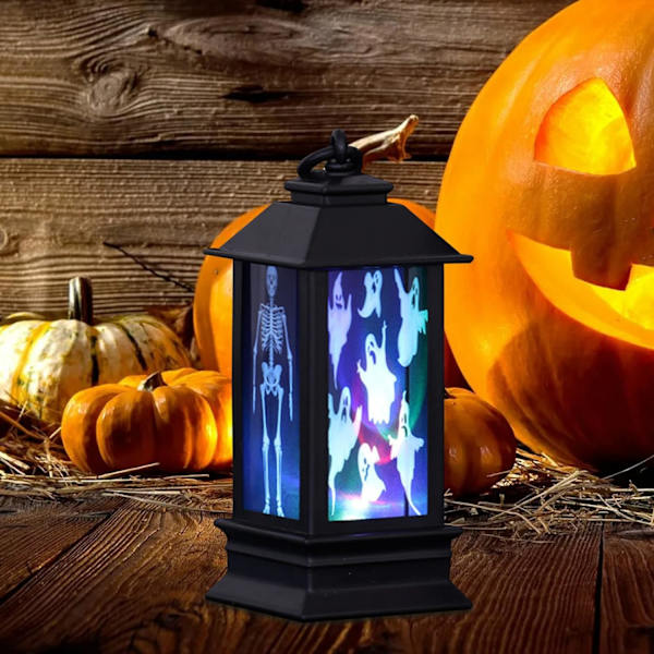 Koristeelliset minilyhtyvalot, pienet Halloween-lyhdyt, pelottavat luuranko-lepakko-linna-kurpitsavalot sisä- ja ulkokauhuaiheeseen