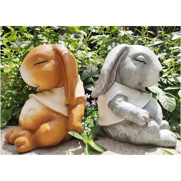 Sød kanin statue til havedekorationer udendørs ornament, harpiks kanin figur skulpturer håndværk til hjem gårdhave, havearbejde tilbehør
