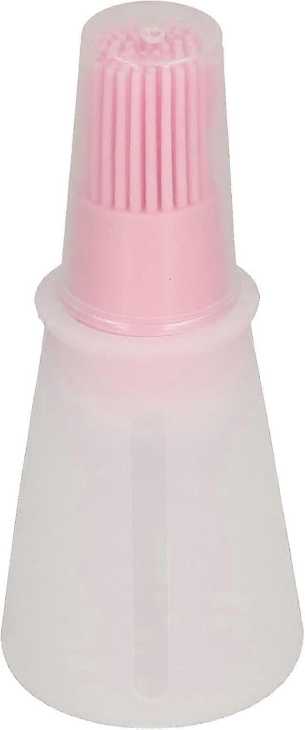 Oliedispenser med børste, lækagesikker fødevaregodkendt silikoneflaske til grill, bagning, madlavning (pink)