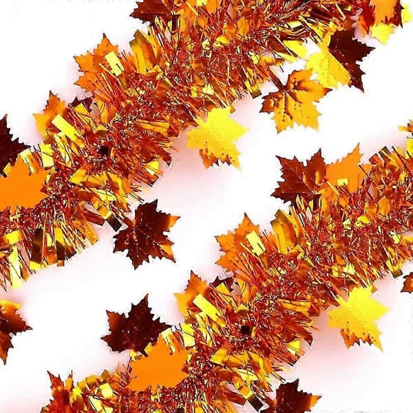 10 meter Thanksgiving høstglittergirlandere - gyllen kobber lønneblad