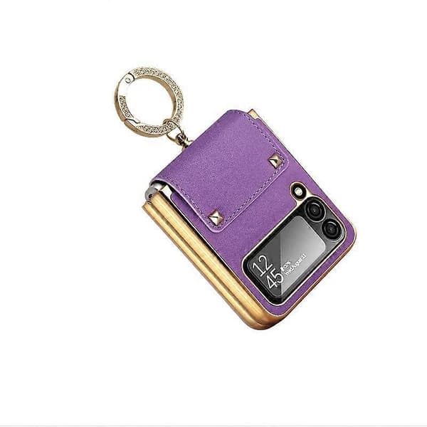 Protective PC Leather Case Compatible with Samsung Galaxy Z Flip 4 with Stand