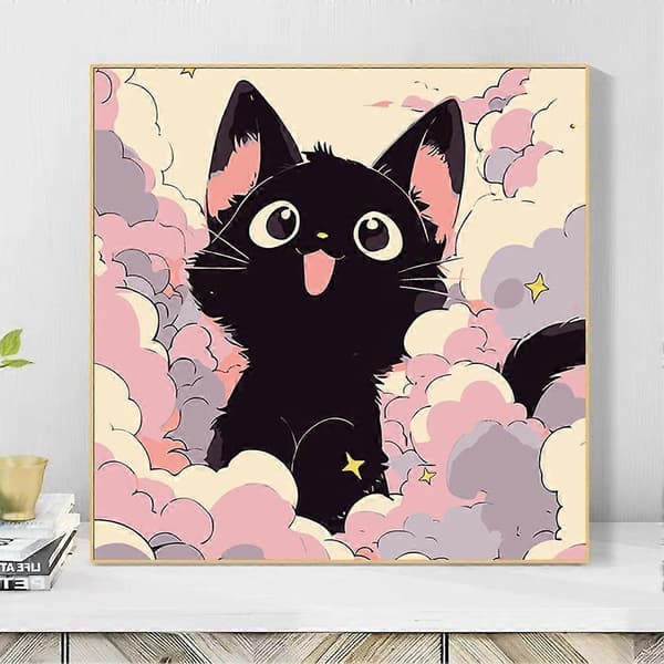 Katt DIY Digital Oljemålning Efter Nummer 20x20cm Hem Väggkonst Present