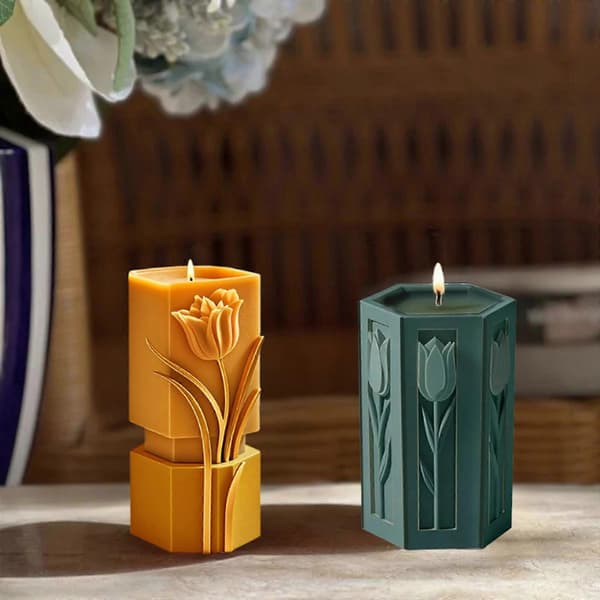 3D Blomster Cylinder Silikone Lysforme til Epoxyharpiks Fremstilling af Lys Sæbe Gips Silikoneforme til Boligindretning