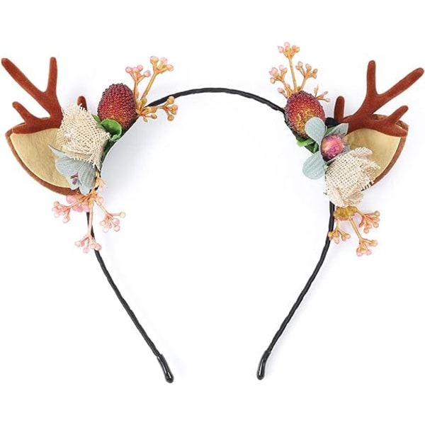 Christmas Headbands Flower Antler Headband Reindeer Antlers Head Band Elk Deer Head Hoop Xmas Hair Bands Christmas Dcorative Headwear Hair