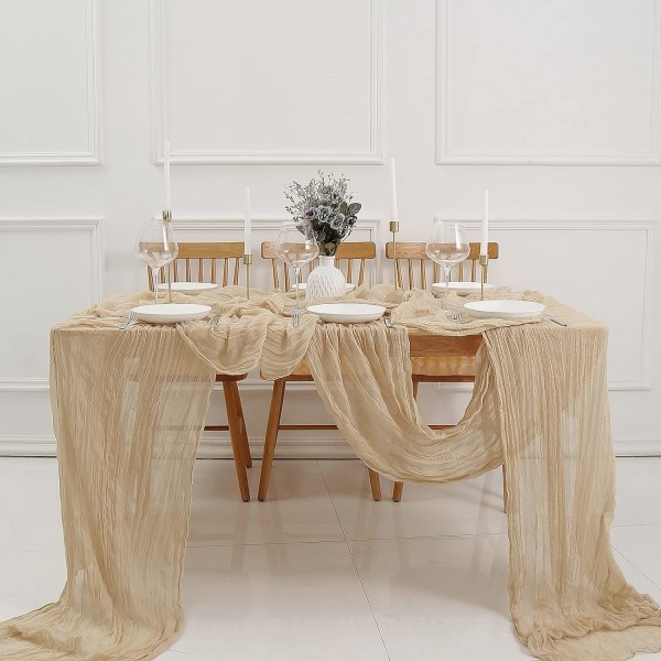 Thanksgiving Bordsløper Rust Cheesecloth Bordsløper 13.3ft Boho Gauze Cheese Cloth 160inch Lang for Bryllup Brud Bursdagsfest Bord