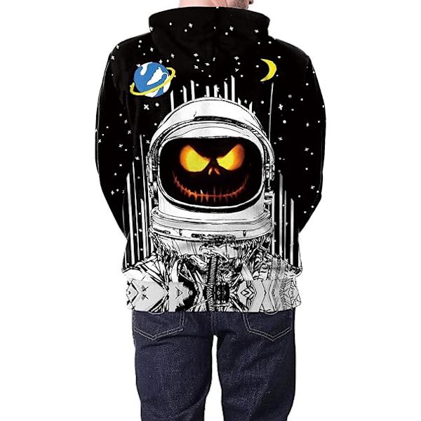 Herr långärmad huvtröja Halloween rolig besättning hals sweatshirt med känguruficka jul flerfärgad 3D-tryck tröja tröja（Storlek：M） Style03 M