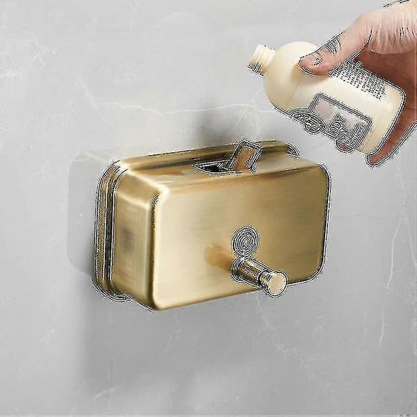 Tvålautomat i rostfritt stål 1200 ml för väggmontering för badrum, kök, kommersiellt bruk