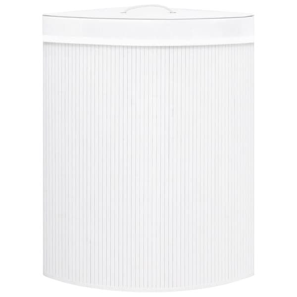 vidaXL Pyykkikori kulmaan, bambu, valkoinen, 60 L Vit white