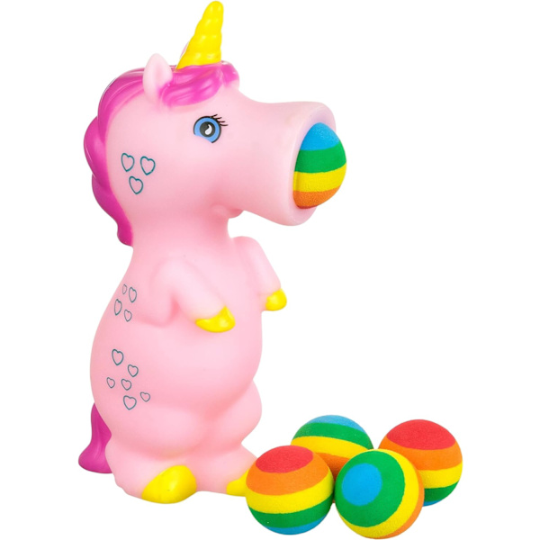 Klemme og lancer enhjørning legetøj med skumbolde inkluderet - Animal Ball Shooting Squishy Toy, Angstlindring Genstande Sensoriske Legetøj Klemme Legetøj