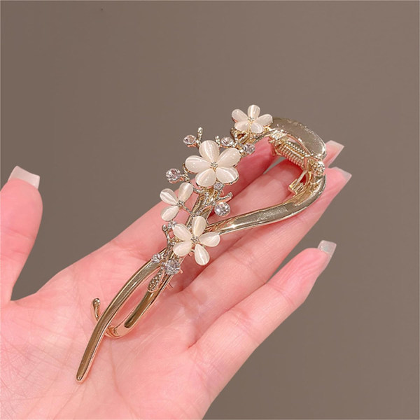 Hårklämma Fransk Pärla Rhinestone Twist Banan Hårklämma Dam Hårtillbehör #14
