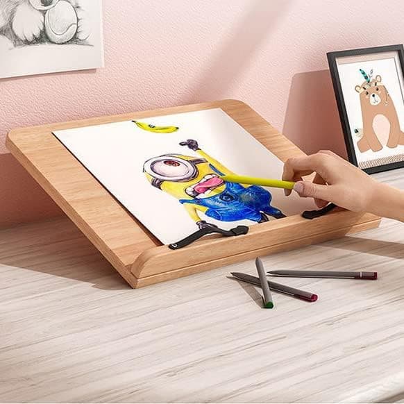 Adjustable Book Stand Reading Desk Study Holder Cookbook Textbooks Shelf Pages Fixed Kitchen Bookrest Stand Wooden Tray Simple