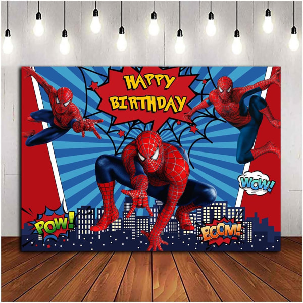 8x6FT Spiderman Fotografi Bakgrunner Superhelt By Tema Foto Bakgrunn Barn Gratulerer Med Dagen Spiderman Fest Dekorasjon Kake Bord Banner Rekvisita