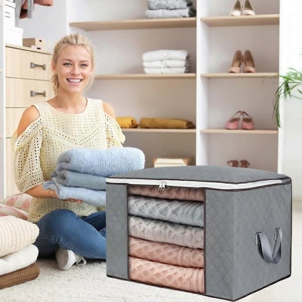 Duvet Storage Bag (2-pack) Thickened Non-woven with Zipper, Moisture and Dust Protection, Large Capacity