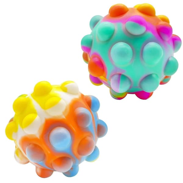 2 stk. Pop Stressbolde Fidget Legetøj 3D Fidget Klemmebold Legetøj til Børn og Voksne
