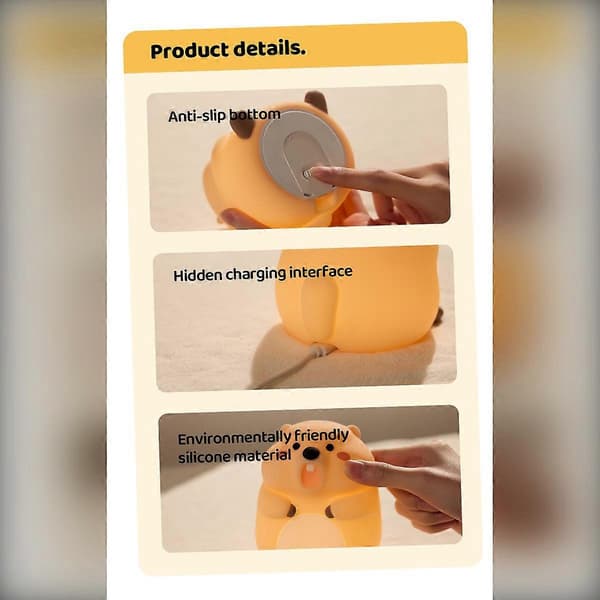 Tap Night Light Compatible with Marmot Silicone Soft Glow with Touch Control, Cute Marmot Design