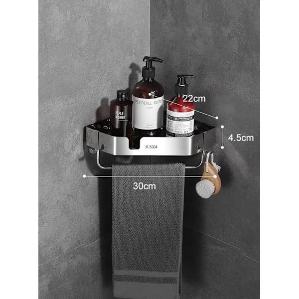 304 Rustfrit Stål Hjørnehylde Badeværelse Perforeringsfri Tripod Hylder Toiletstation Hjørneopbevaring Hylde