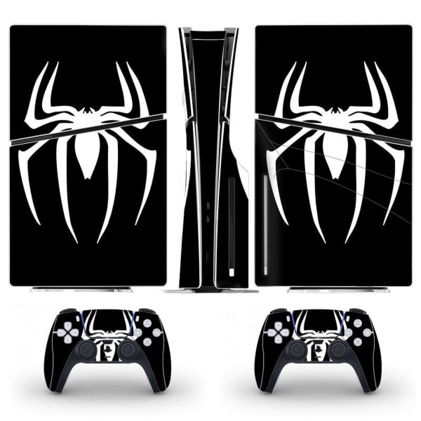 Playstation 5 Slim Ps5 Slim Svart Spider Man Skin Dekal Og Kontroller Klistremerker Sett, Riperesistent (Disk) Style06