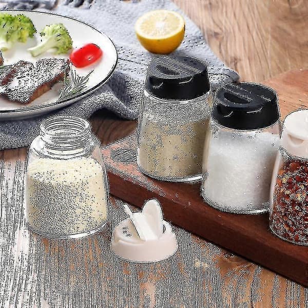 4 st Dubbla Lock Kryddströare Glasflaskor Kryddströare Sikt Barbecue Kryddburkar Salt Och