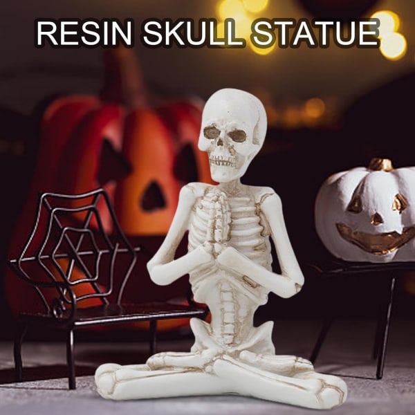 Spooky Spiritual Skull Resin Skulptur - Rolig Halloween Dekoration - Dag av de döda Dekoration - Yoga Dekoration för Kontor