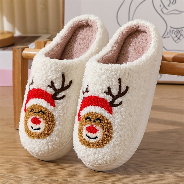 RUYI Joulutossut Naisille Miehille, Pehmeät Tossut, Talvitoussut Lämpimät, Liukastumattomat Kevyet Pehmeät Tossut, Joululahjat Christmas deer 44-45 (suitable for size 43-44)