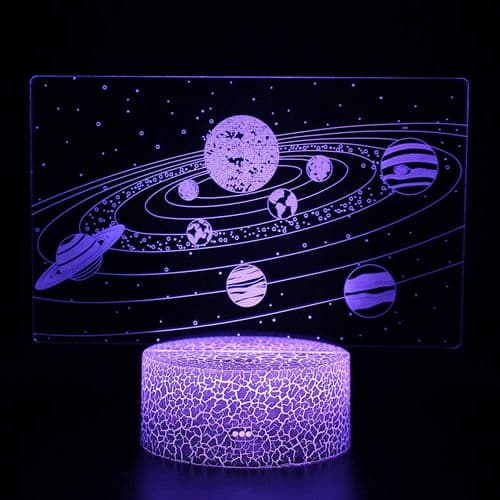 Solsystem 3D optisk film, universum, galakse, LED-nattlampe, med
