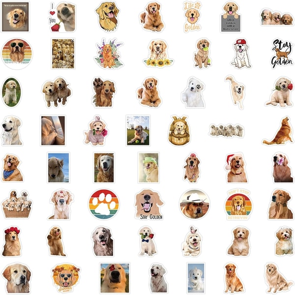 Dog Stickers Golden Retriever Stickers Pack 50PCS, Valp Stickers Presenter för barn Tonåringar Vuxna Vinyl print för vattenflaskor Laptoptelefon
