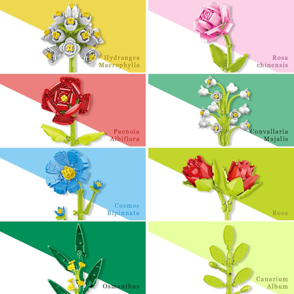 Blombukett Byggset, 683PCS Blombyggstenar, Konstgjorda Blommor Botanisk Samling Byggklossleksaker