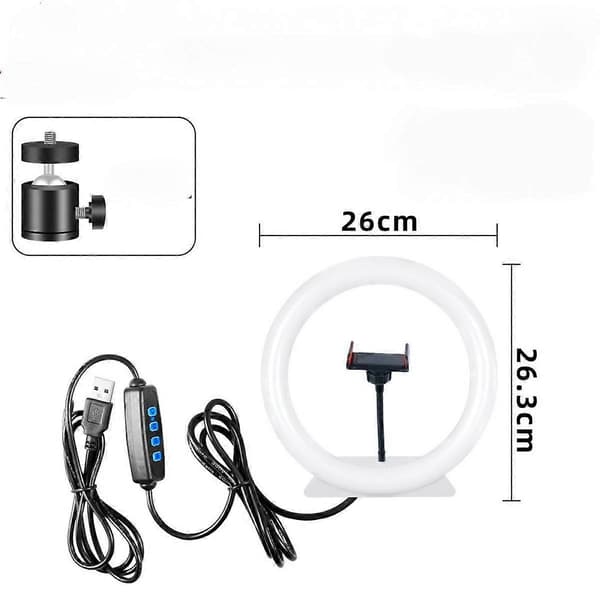 26 cm kamera LED-ringlys telefonfotografering LED-ringlys USB-fyldlampe til selfie-makeup live-udsendelse