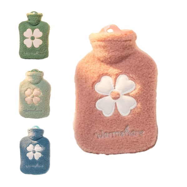 Varmvattenflaska Tecknad Plysch Bärbar Mini 1000ML-Rosa