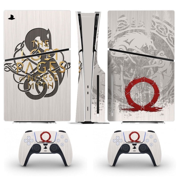 Playstation 5 Slim Ps5 Slim God of War Skin Decal Og Controller Klistremerker Sett, Riperesistent (Disk) Style13