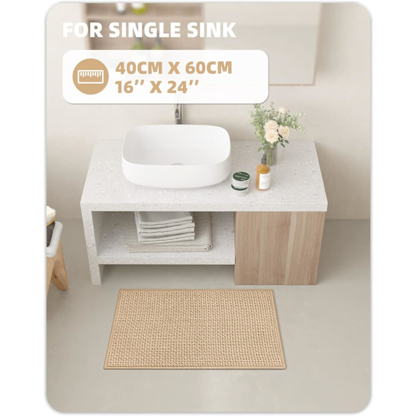 16\"x24\" Chenille Badeværelsesmåtter - Farve G Tynde Badeværelsesmåtter Passer Under Døren - Absorberende, Flade, Skridsikre, Bløde, Maskinvaskbare