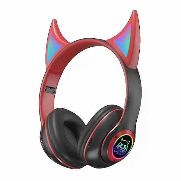 Lommelygte Søde Katteører Trådløse Hovedtelefoner Bas Voksne Børn Pige Bluetooth Headsets Understøtter Tf Kort Med Mikrofon Blå