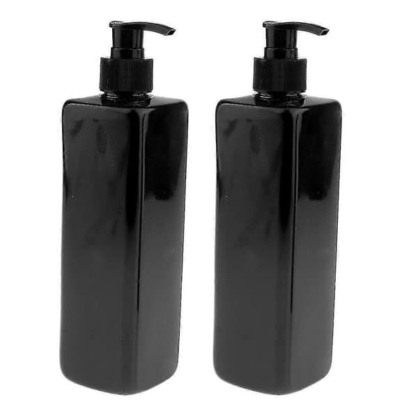2 st 500 ml Stora, Tomma, Svarta Plastflaskor Med Lotionpumpar, Perfekt För Dosering - Svart Pump, 500 ml