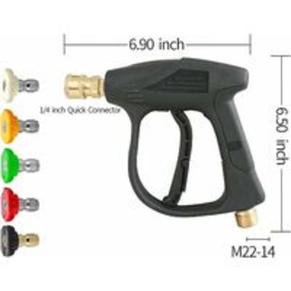 Højtryksrenser Pistolgreb med 5 Vanddyse Spidser Vandvask Rengøringsmiddel (M22 3.0 TIP Slangeforbindelse) 4350 PSI Power Wand