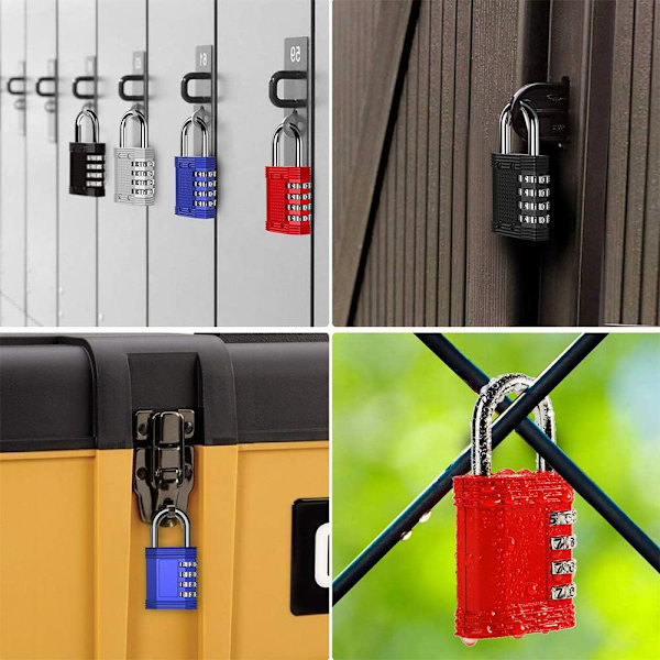 Nummerlås för skåp, 4-siffrig låskombination för gym, skols skåp, staket, grind, hasp förvaring (2-pack, röd)