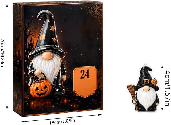 Halloween Adventskalender – 24-dagars blindlåda med akrylfigurer av tomtar och katter