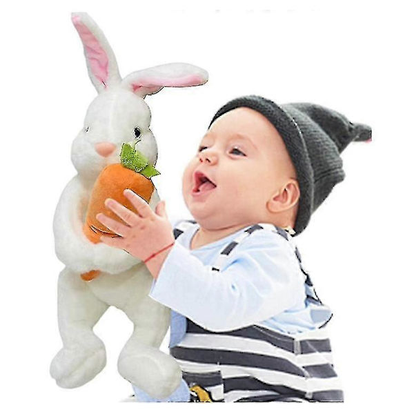 Rabbit Plush Toy, Easter Bunny Plush Rabbit, Easter Bunny Doll, Rabbit Hug Carrot Plush Toy, Soft Plush Rabbit Toy white