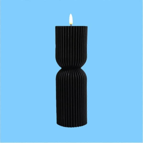 Striped Pillar LED Flameless Candle 7.5 x 23 Battery Operated