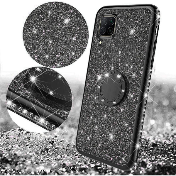 Kotelo Huawei P40 Lite/Nova 6 SE Lite -kotelo, Glitter Bling Sparkle Shiny Diamond Bumper -suunnittelu rengasjalustalla Pehmeä TPU-puhelinkotelo