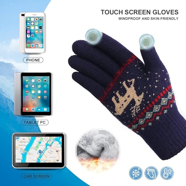 Vinter Touch Screen Handskar Snow Flower Printing Håll värmen för kvinnor och män