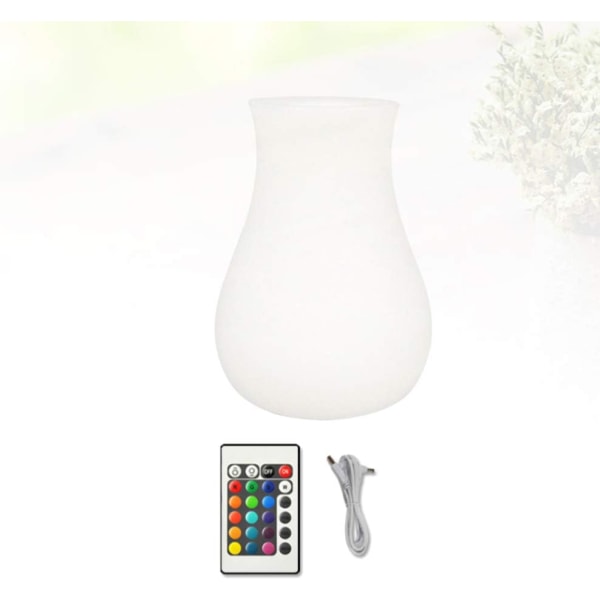 Farverig natlampe LED-vase sengelampe fjernbetjening natbordlampe dekorativ bordlampe til bryllup KTV barfest dekoration hvid