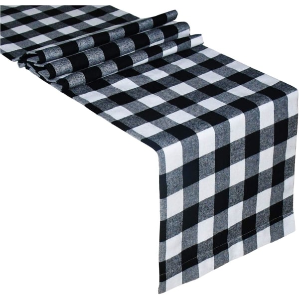 Buffalo Check Table Runner Cotton Red and Black Plaid Classic Stylish Design for Family Christmas Holiday Birthday Table Decoration (14 x 108 Inch)