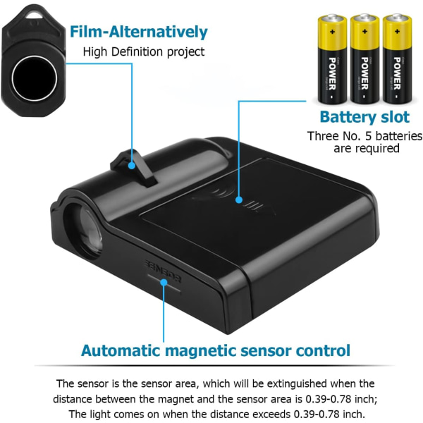 2 stk. Universal bil dørlys logo projektor, automatisk dørprojektion trådløs LED velkomstlys, velkomstspøgelse (stil C)
