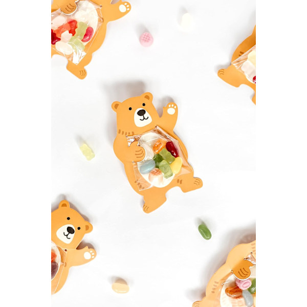 20 stk. Teddy Bear gaveposer til børnefødselsdage 8 cm x 12 cm slikposer julegave