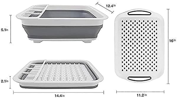 Sammenleggbart oppvaskstativ og avløpsbrettsett Sammenleggbart oppvaskstativ Bærbart oppvaskstativ Bestikk oppbevaring