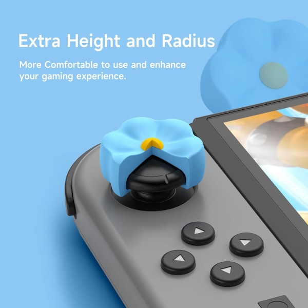Tumgreppskåpor för Nintendo Switch, söta joystick-skydd med 3D-mönsteröverdrag Mjukt bedårande silikon Analog 4 st kit för Switch/OLED/Lite, blomma