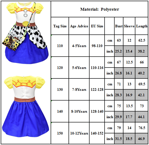 Toy Story 4 Jessie Cosplay Kostumefest Kjole til piger