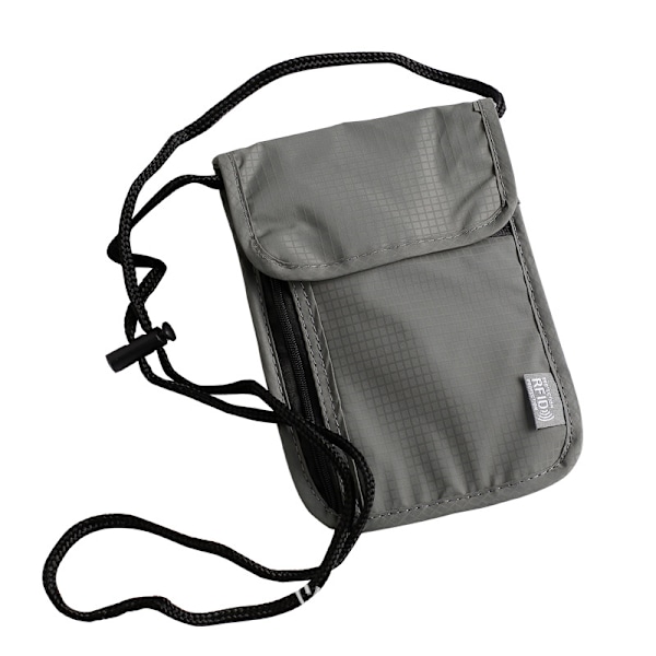Halspose med brystlomme med RFID-beskyttelse, nylon brystlomme, vandtæt og let, unisex rejsetaske Tyverisikret paslomme Gray